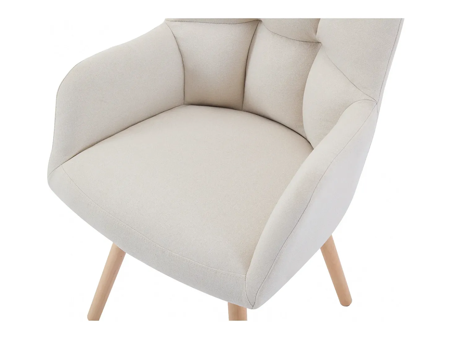 Conjunto de 2 sillas con reposabrazos - Tela y madera de haya - Beige - PEGA