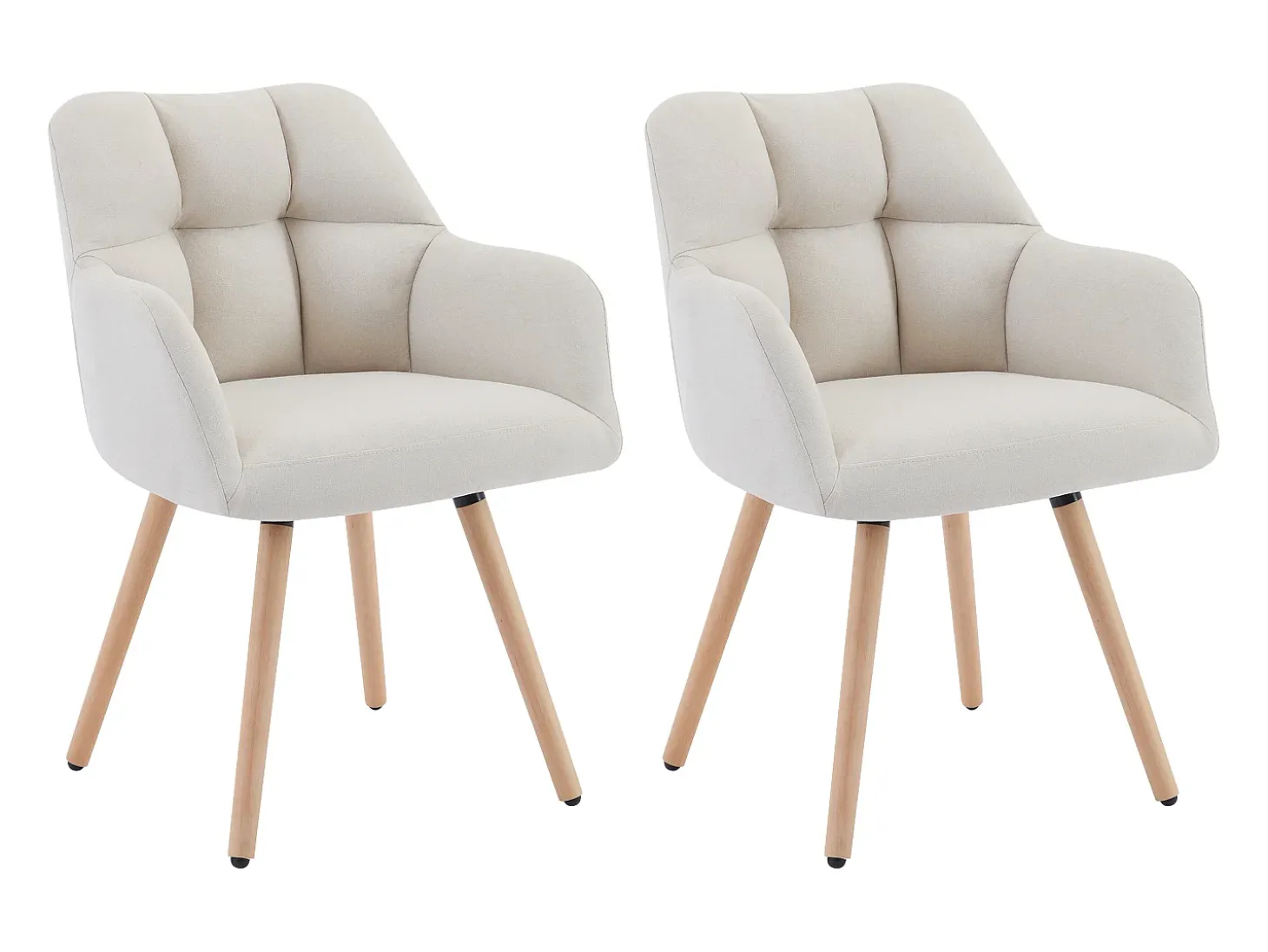 Conjunto de 2 sillas con reposabrazos - Tela y madera de haya - Beige - PEGA