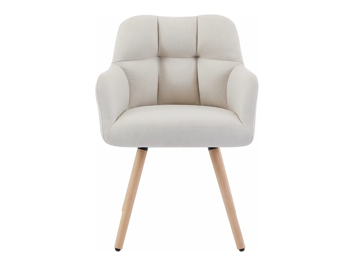 Conjunto de 2 sillas con reposabrazos - Tela y madera de haya - Beige - PEGA