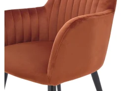 Conjunto de 2 sillas con reposabrazos de terciopelo y metal negro - Terracota - ELEANA