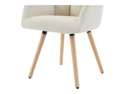 Conjunto de 6 sillas con reposabrazos - Tela y madera de haya - Beige - PEGA