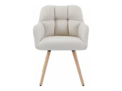 Conjunto de 6 sillas con reposabrazos - Tela y madera de haya - Beige - PEGA