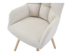 Conjunto de 6 sillas con reposabrazos - Tela y madera de haya - Beige - PEGA
