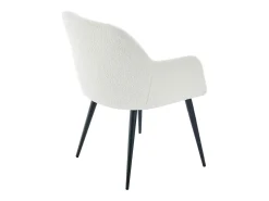 Conjunto de 6 sillas con reposabrazos de tejido bouclé y metal negro - Blanco - HEKA