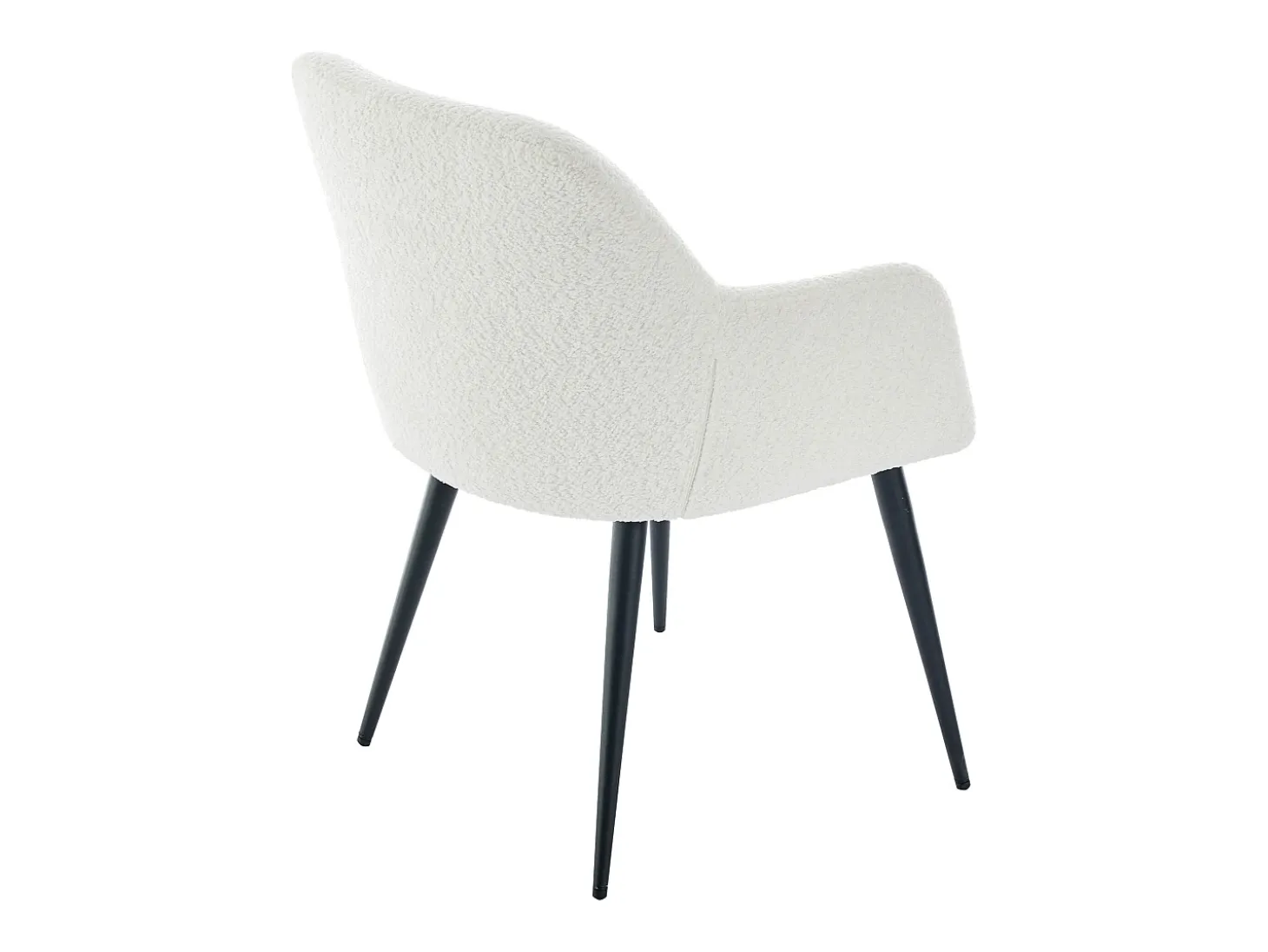 Conjunto de 6 sillas con reposabrazos de tejido bouclé y metal negro - Blanco - HEKA