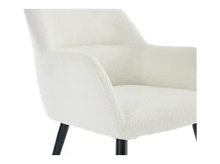 Conjunto de 6 sillas con reposabrazos de tejido bouclé y metal negro - Blanco - HEKA