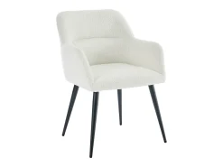 Conjunto de 6 sillas con reposabrazos de tejido bouclé y metal negro - Blanco - HEKA