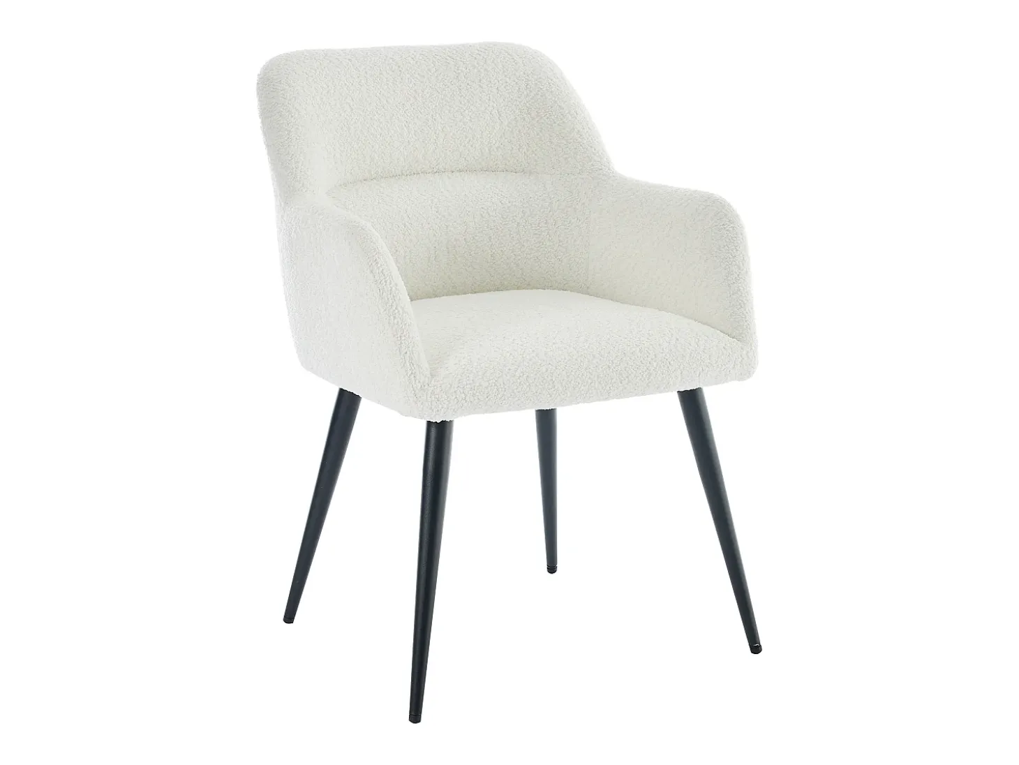 Conjunto de 6 sillas con reposabrazos de tejido bouclé y metal negro - Blanco - HEKA