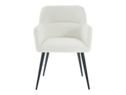 Conjunto de 6 sillas con reposabrazos de tejido bouclé y metal negro - Blanco - HEKA