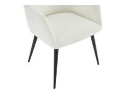 Conjunto de 6 sillas con reposabrazos de tejido bouclé y metal negro - Blanco - HEKA