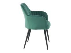 Conjunto de 2 sillas Con reposabrazos - Terciopelo y metal negro - Verde - ELEANA