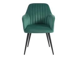 Conjunto de 2 sillas Con reposabrazos - Terciopelo y metal negro - Verde - ELEANA