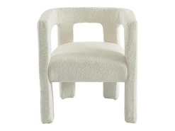 Conjunto de 2 sillas con reposabrazos de tela bouclé y metal - Blanco - SOFANA