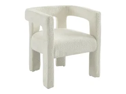 Conjunto de 2 sillas con reposabrazos de tela bouclé y metal - Blanco - SOFANA
