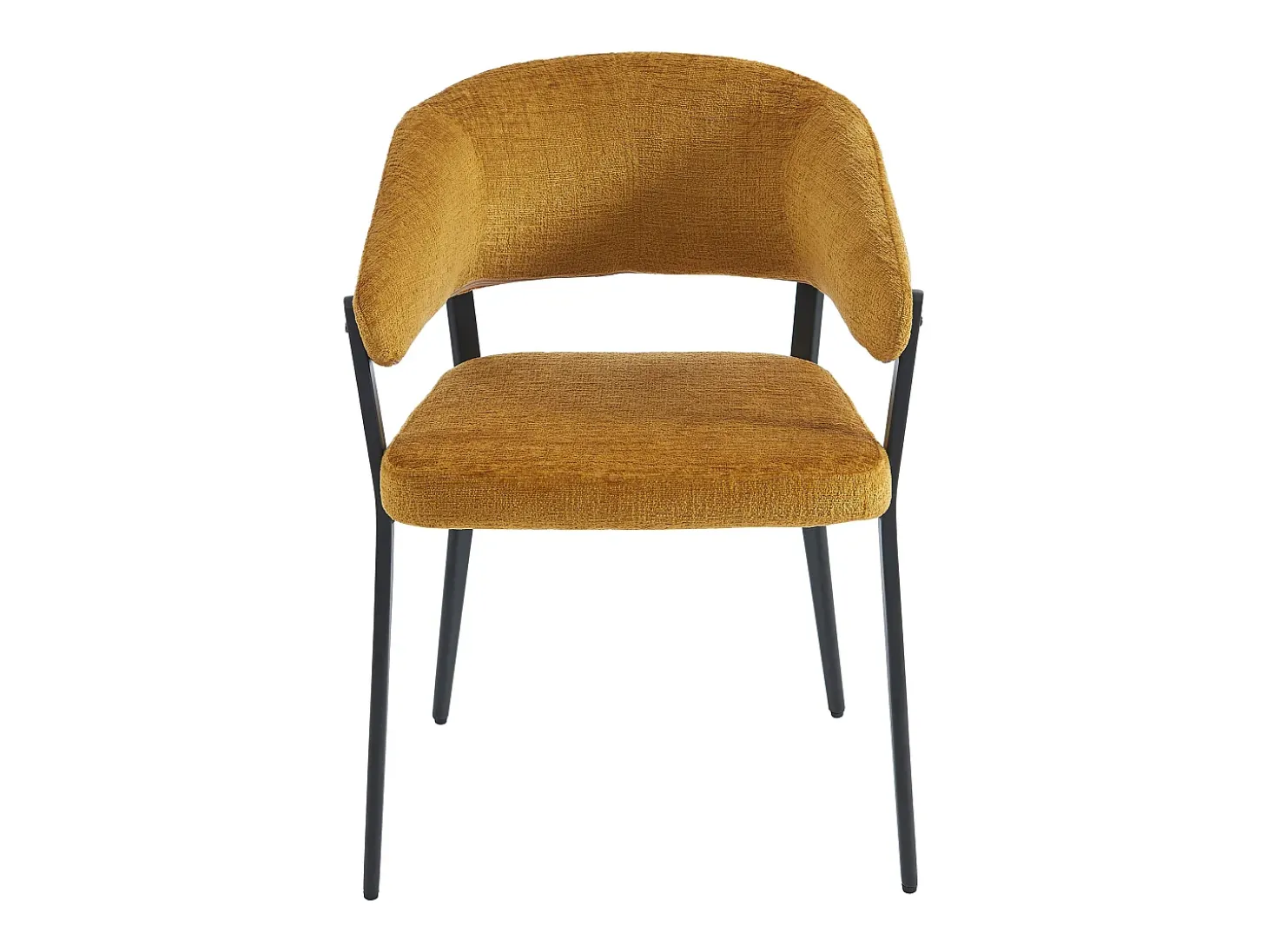Conjunto de 2 sillas Con reposabrazos de tela y metal negro - Amarillo mostaza - AVRELA