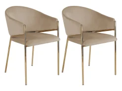 Conjunto de 2 sillas con reposabrazos de terciopelo y metal dorado - Beige - ORDIDA de Pascal Morabito