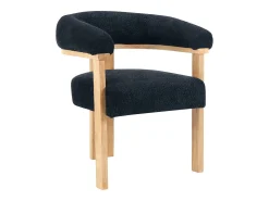 Conjunto de 2 sillas con reposabrazos en tela bouclé y hevea - Negro y natural - LIVELIA