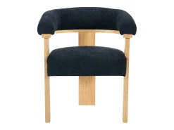 Conjunto de 2 sillas con reposabrazos en tela bouclé y hevea - Negro y natural - LIVELIA