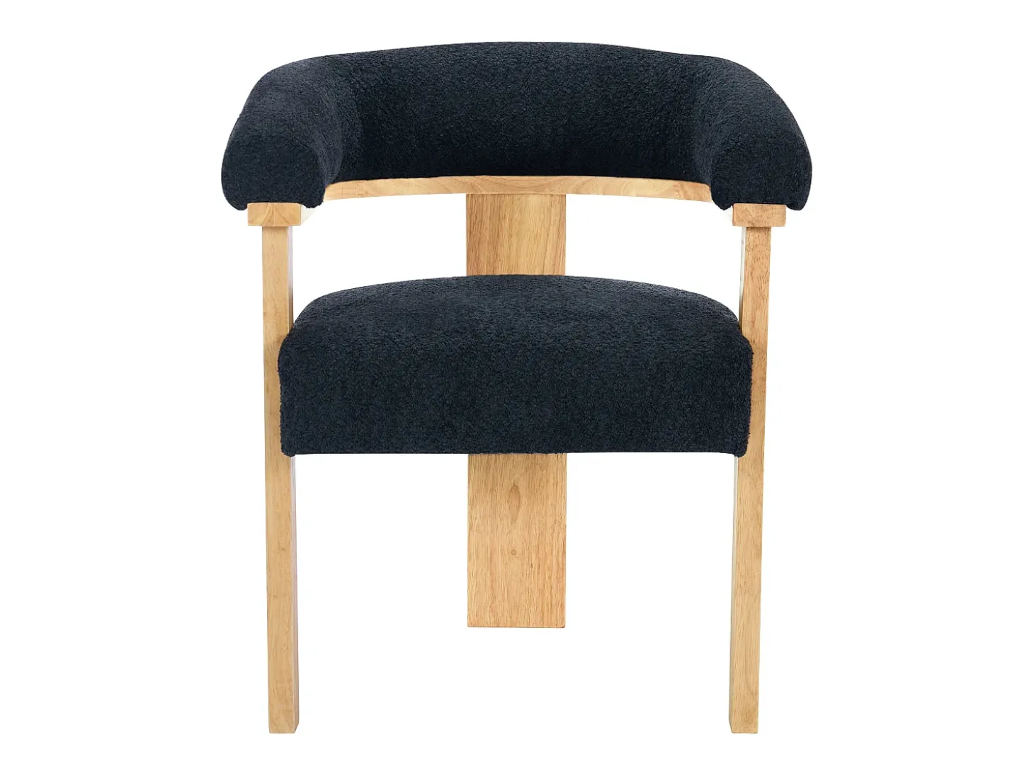 Conjunto de 2 sillas con reposabrazos en tela bouclé y hevea - Negro y natural - LIVELIA