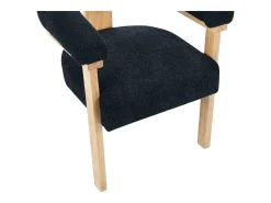 Conjunto de 2 sillas con reposabrazos en tela bouclé y hevea - Negro y natural - LIVELIA
