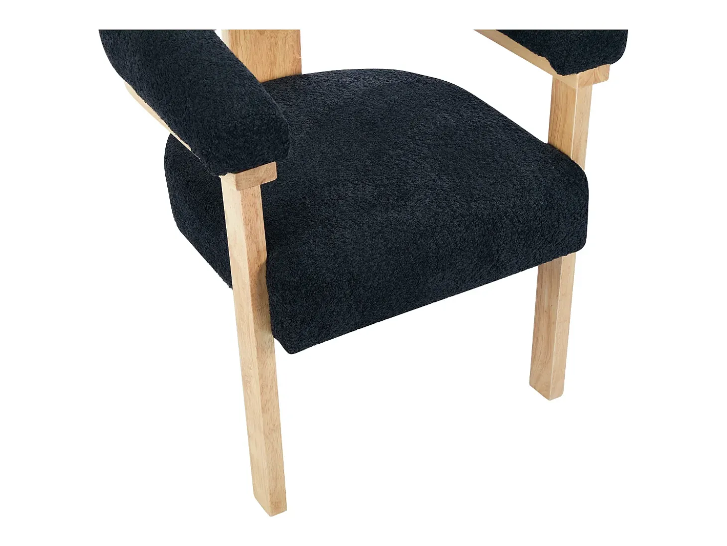 Conjunto de 2 sillas con reposabrazos en tela bouclé y hevea - Negro y natural - LIVELIA