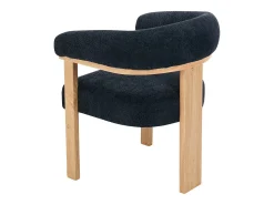 Conjunto de 2 sillas con reposabrazos en tela bouclé y hevea - Negro y natural - LIVELIA