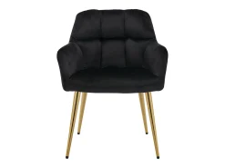 Conjunto de 6 sillas con reposabrazos de terciopelo y metal dorado - Negro - PEGA