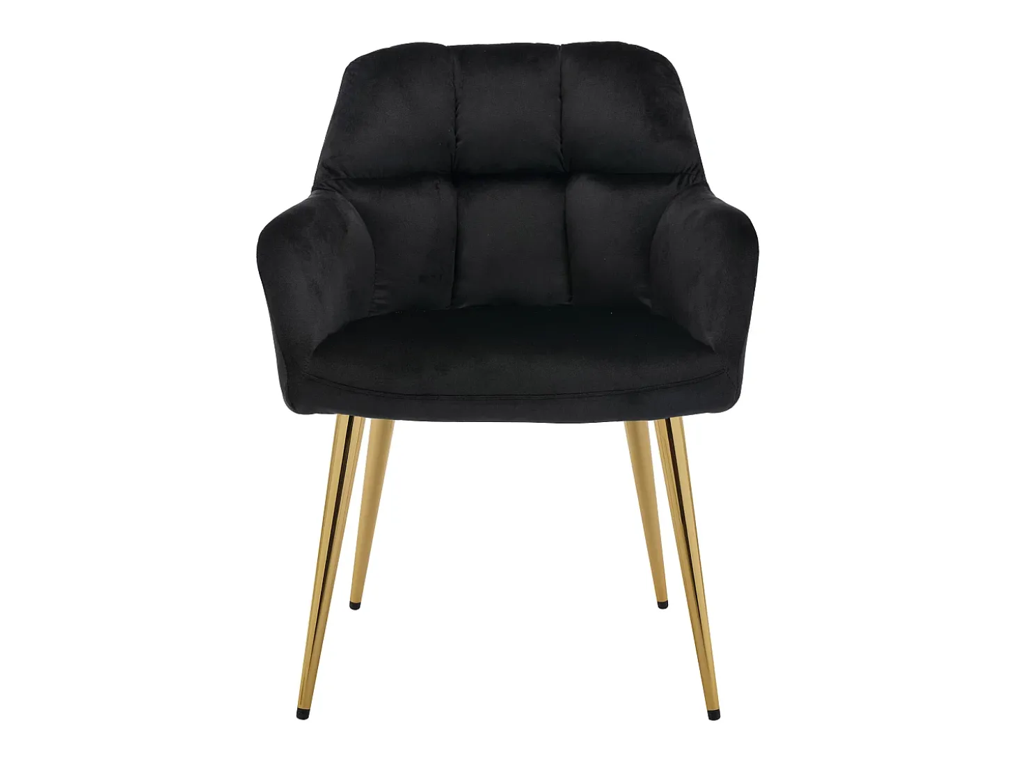 Conjunto de 6 sillas con reposabrazos de terciopelo y metal dorado - Negro - PEGA