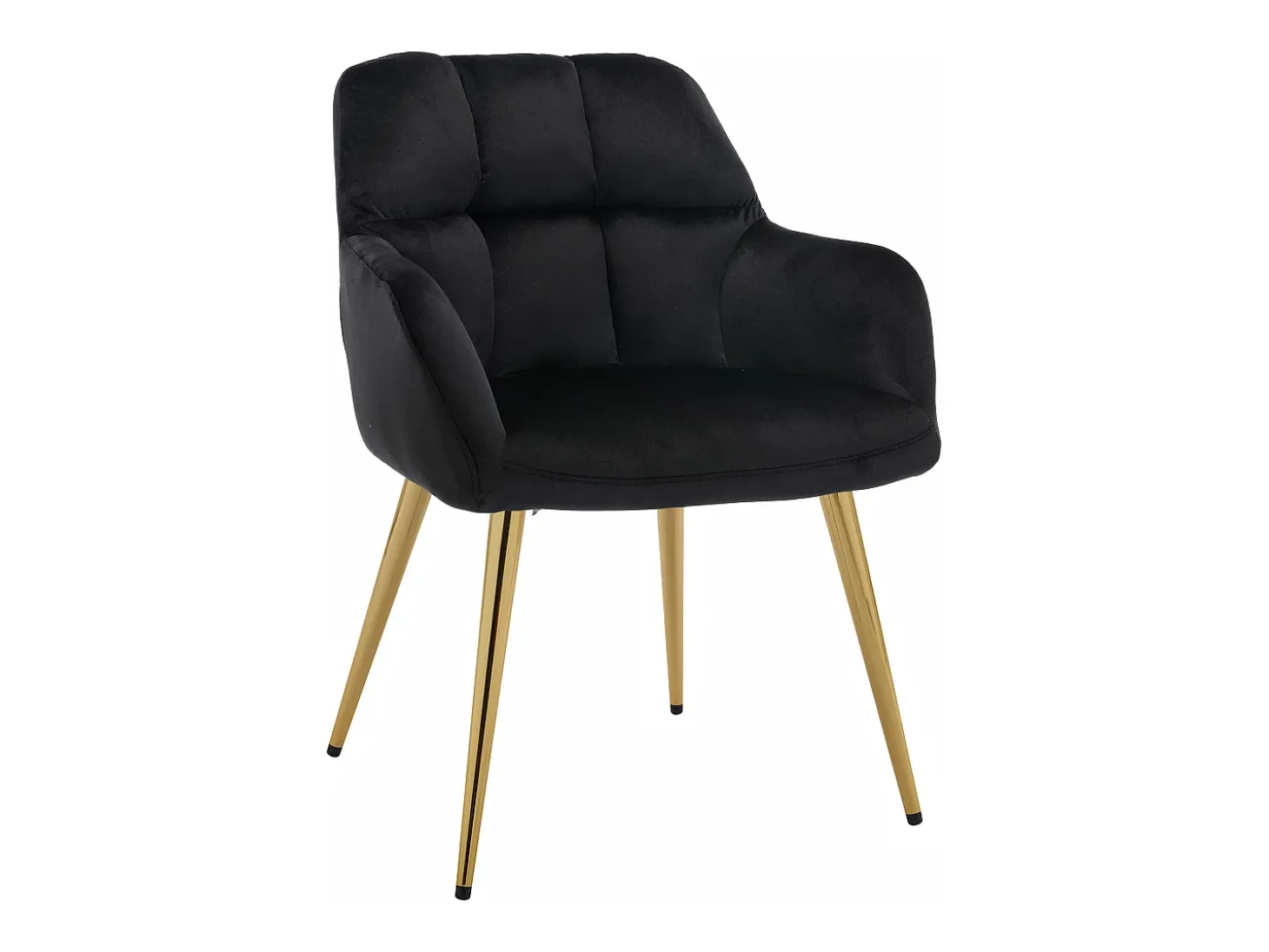 Conjunto de 6 sillas con reposabrazos de terciopelo y metal dorado - Negro - PEGA