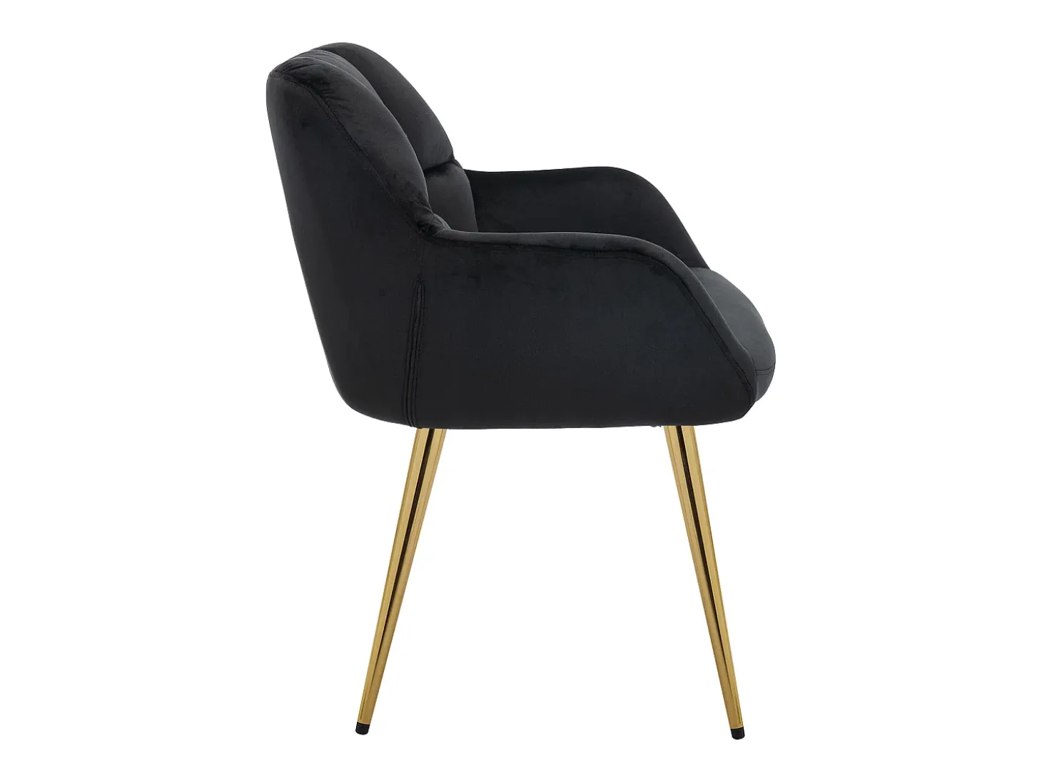 Conjunto de 6 sillas con reposabrazos de terciopelo y metal dorado - Negro - PEGA
