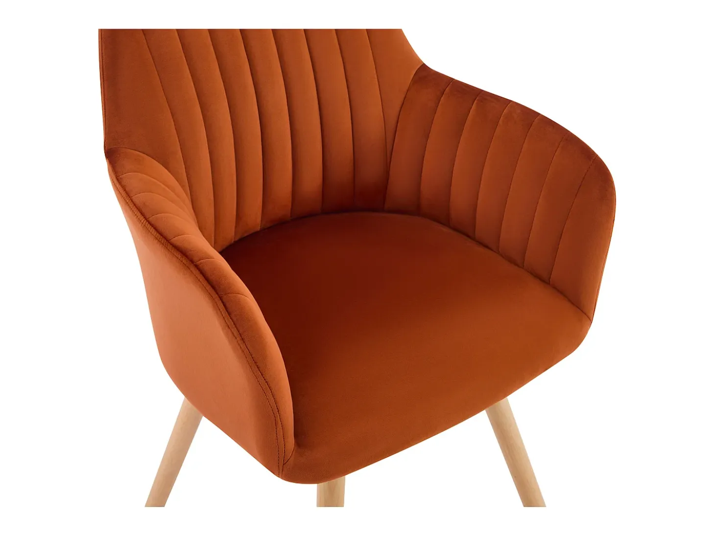 Conjunto de 2 sillas con reposabrazos de terciopelo y metal efecto madera - Terracota - ELEANA