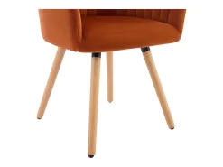 Conjunto de 2 sillas con reposabrazos de terciopelo y metal efecto madera - Terracota - ELEANA