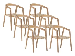 Conjunto de 6 sillas con reposabrazos de teca - Natural claro - JUNARIA