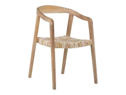 Conjunto de 6 sillas con reposabrazos de teca - Natural claro - JUNARIA