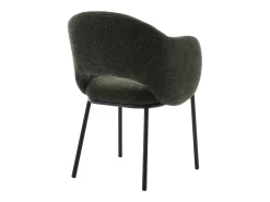 Conjunto de 2 sillas con reposabrazos en tejido texturizado y metal negro - Verde - ACACILIO