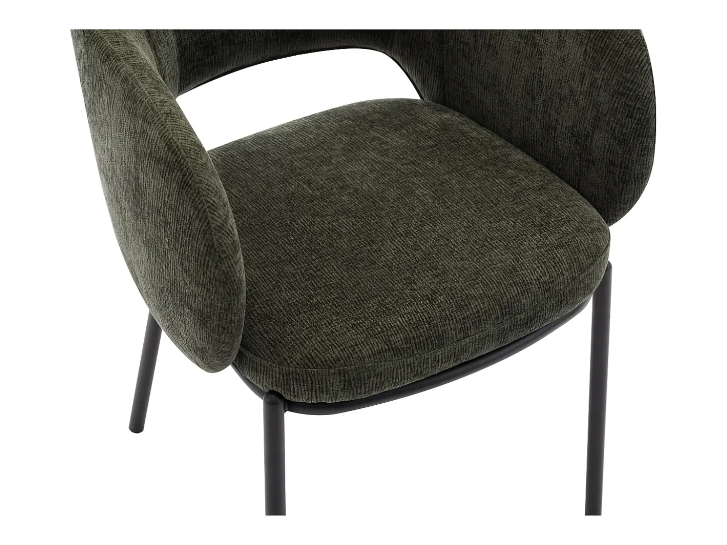 Conjunto de 2 sillas con reposabrazos en tejido texturizado y metal negro - Verde - ACACILIO