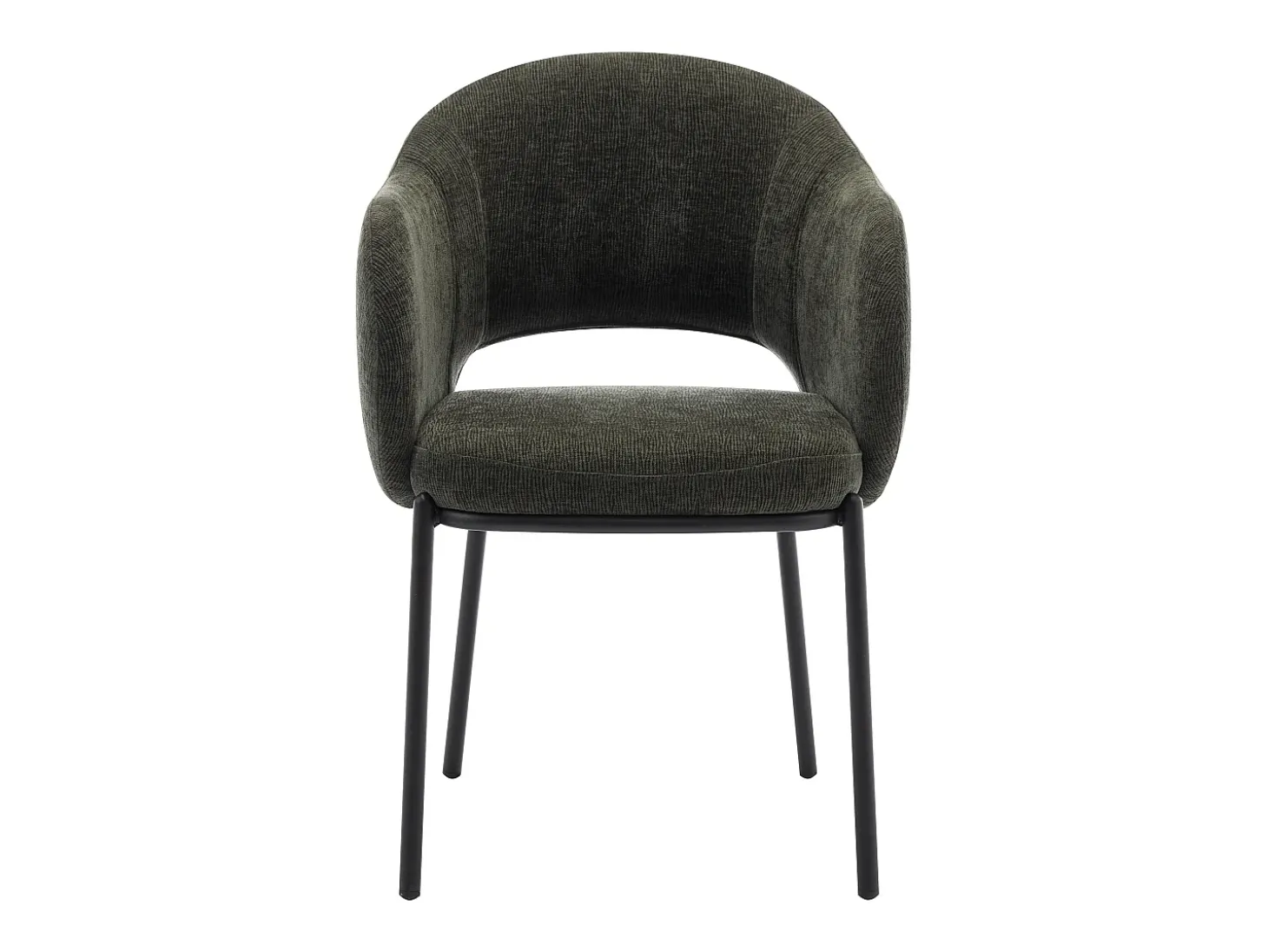 Conjunto de 2 sillas con reposabrazos en tejido texturizado y metal negro - Verde - ACACILIO
