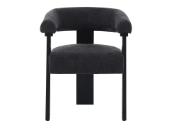 Conjunto de 6 sillas con reposabrazos en tela bouclé y madera de hevea - Negro - LIVELIA