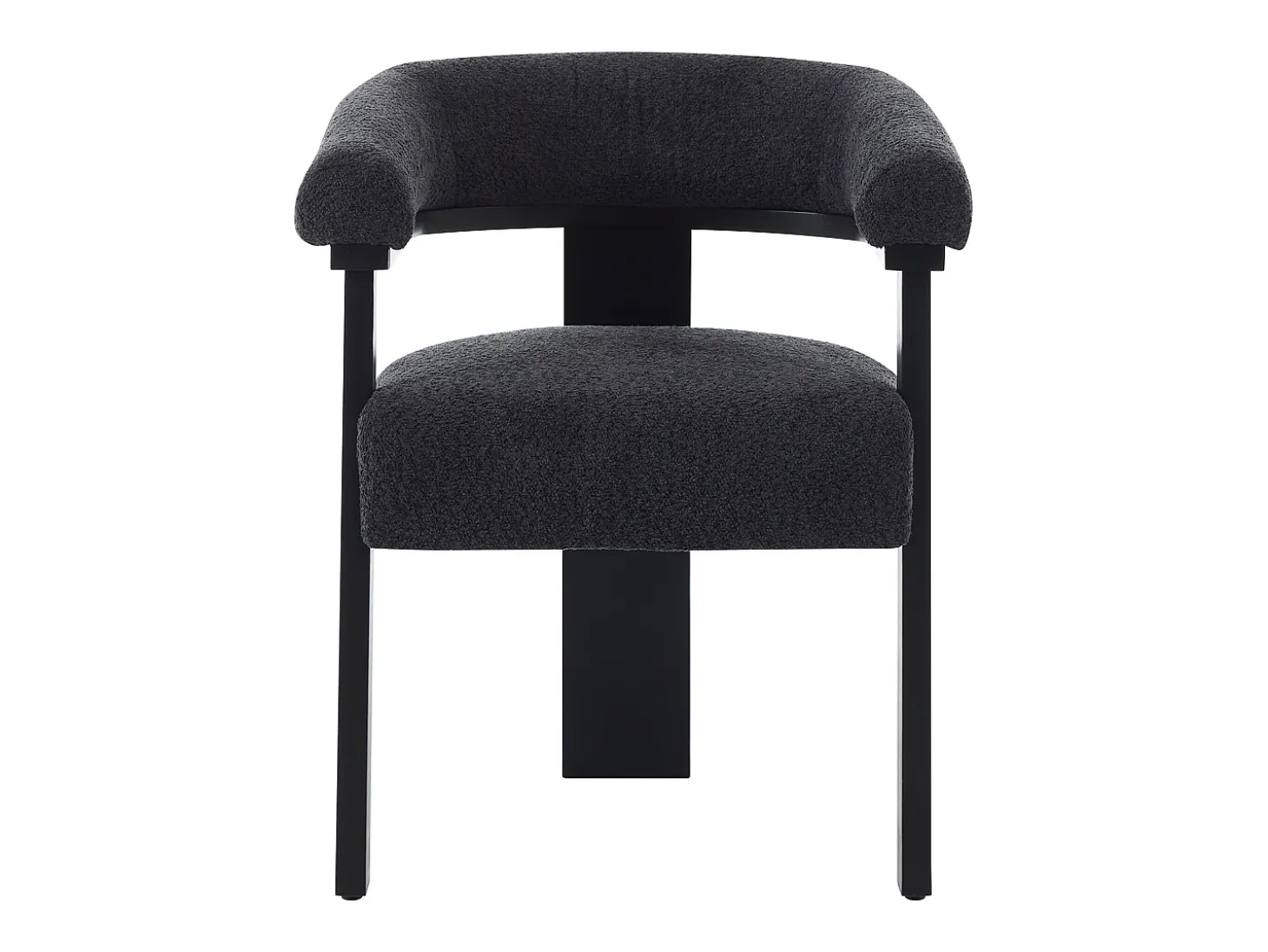 Conjunto de 6 sillas con reposabrazos en tela bouclé y madera de hevea - Negro - LIVELIA