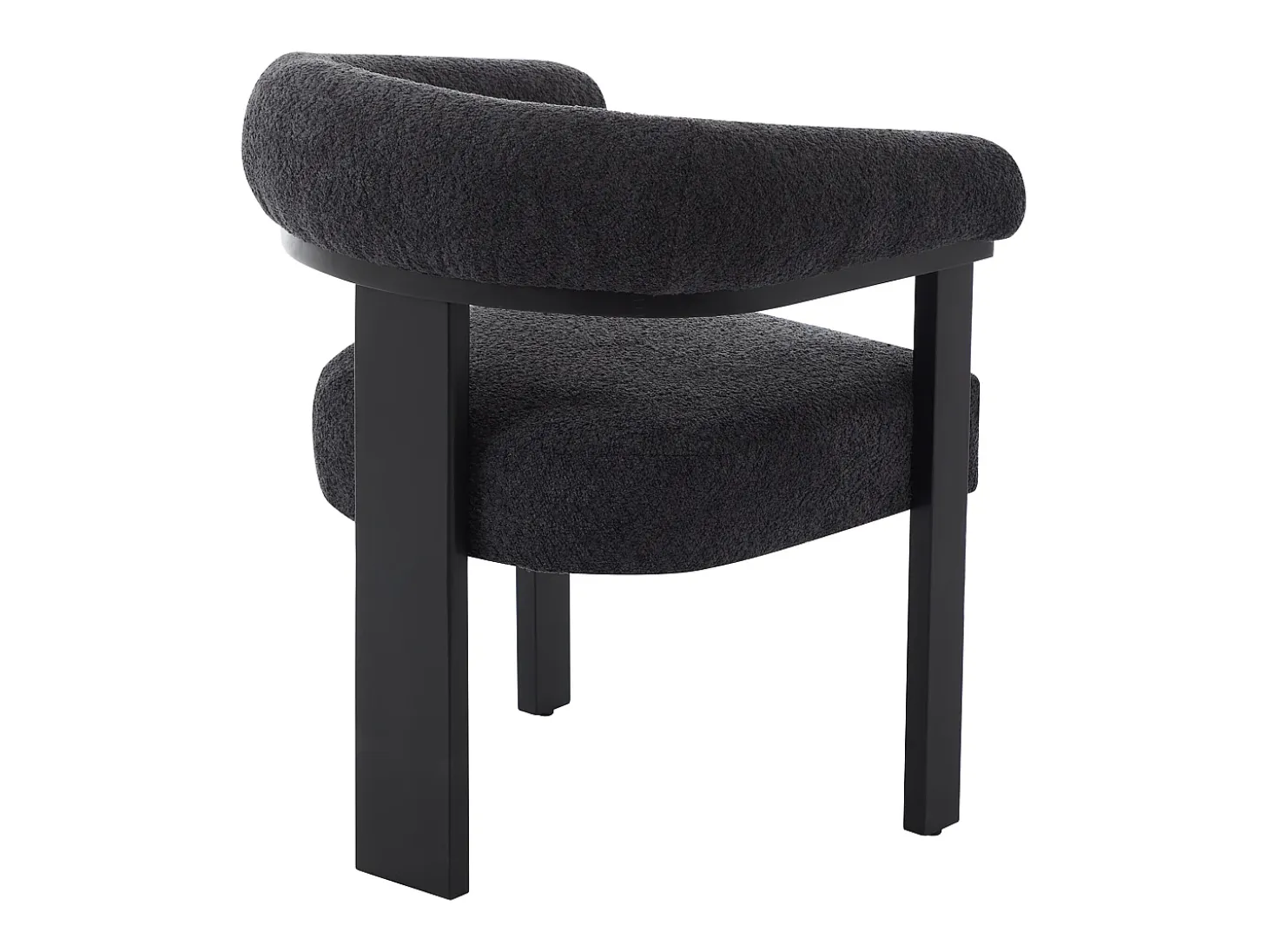 Conjunto de 6 sillas con reposabrazos en tela bouclé y madera de hevea - Negro - LIVELIA
