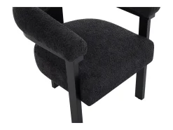 Conjunto de 6 sillas con reposabrazos en tela bouclé y madera de hevea - Negro - LIVELIA