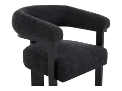 Conjunto de 6 sillas con reposabrazos en tela bouclé y madera de hevea - Negro - LIVELIA