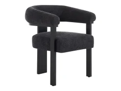 Conjunto de 6 sillas con reposabrazos en tela bouclé y madera de hevea - Negro - LIVELIA