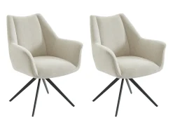 Conjunto de 2 sillas con reposabrazos de tela y metal negro - Beige - KARDESA de Maison Céphy