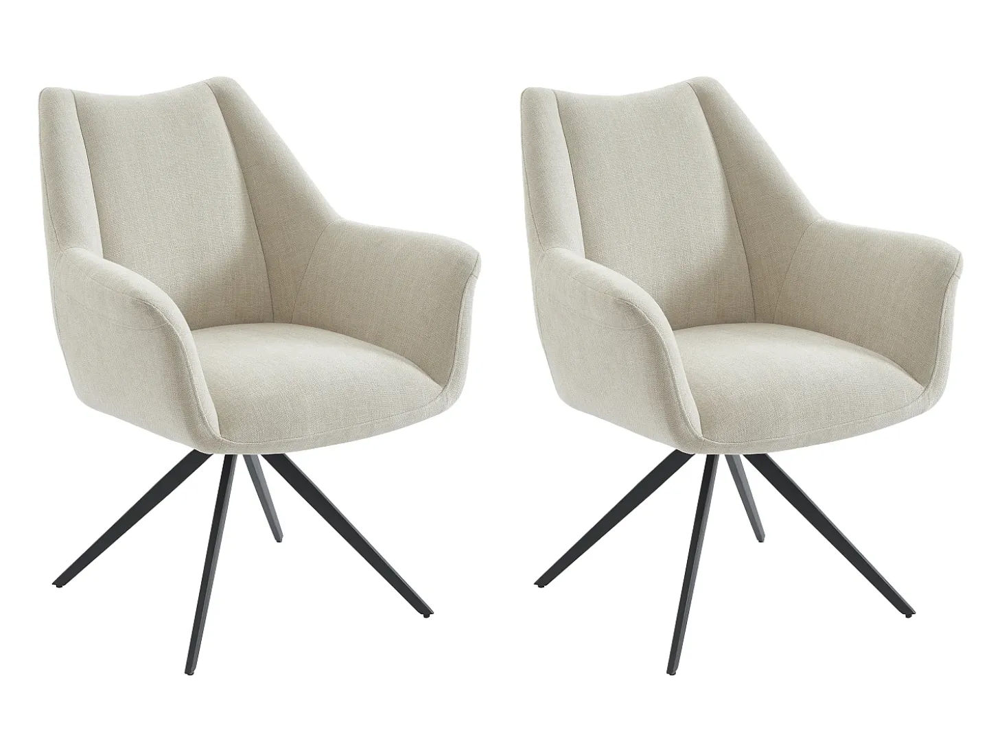 Conjunto de 2 sillas con reposabrazos de tela y metal negro - Beige - KARDESA de Maison Céphy