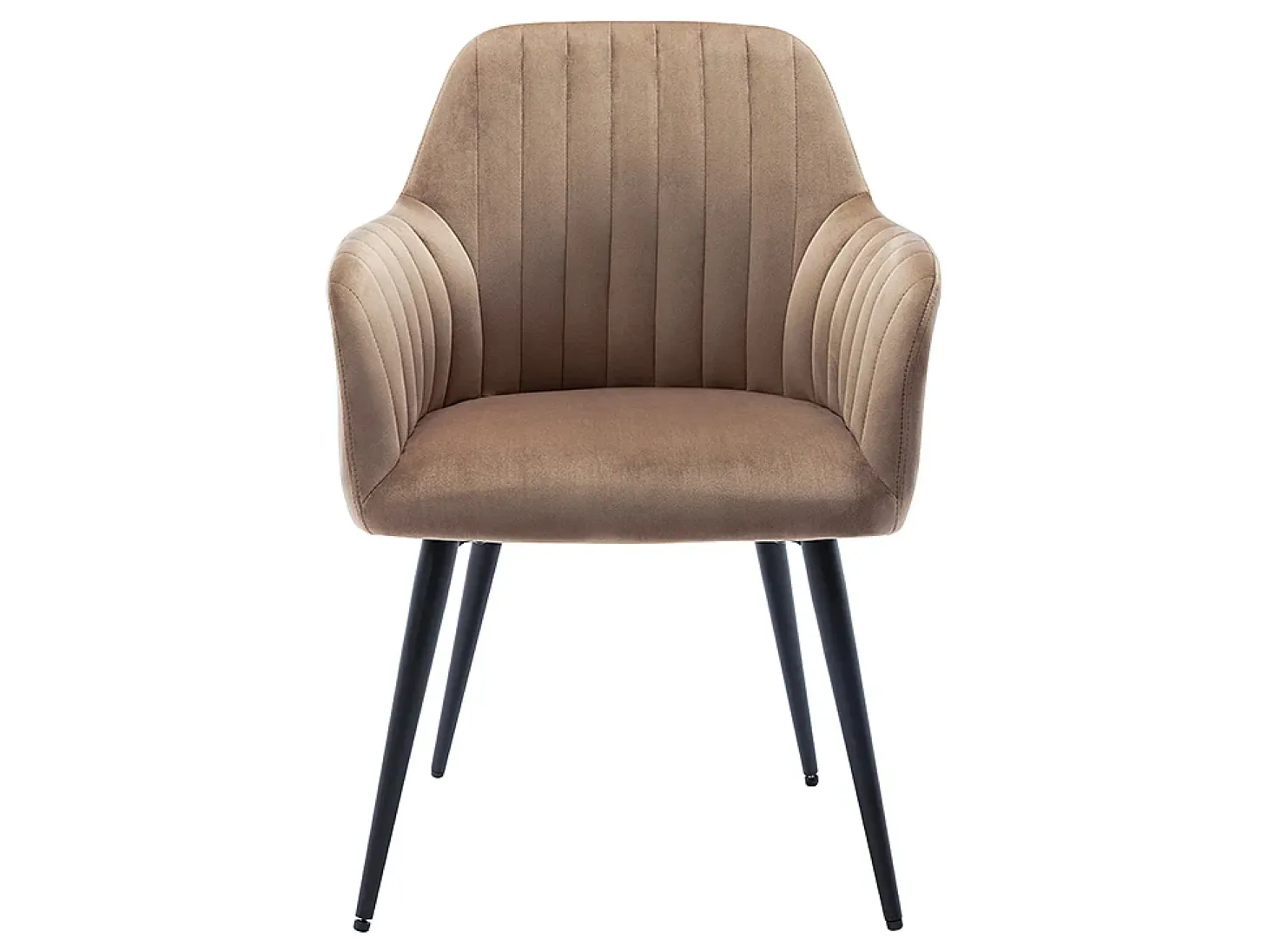 Conjunto de 6 sillas Con reposabrazos de terciopelo y metal negro - Beige - ELEANA