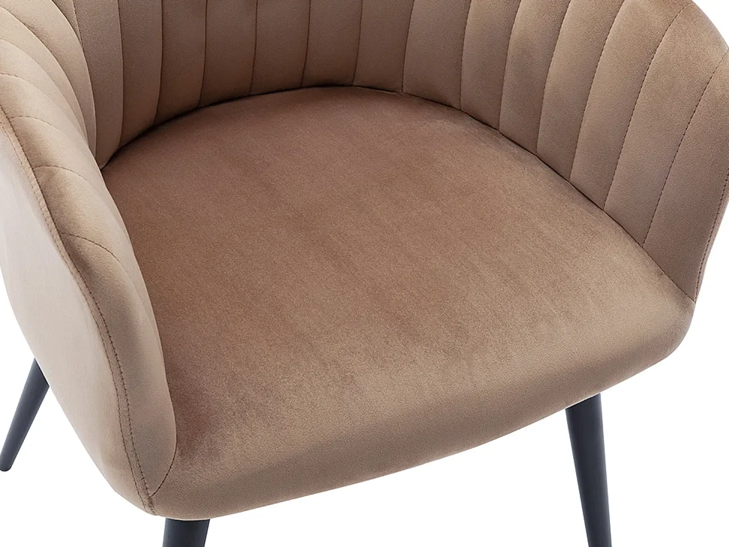 Conjunto de 6 sillas Con reposabrazos de terciopelo y metal negro - Beige - ELEANA