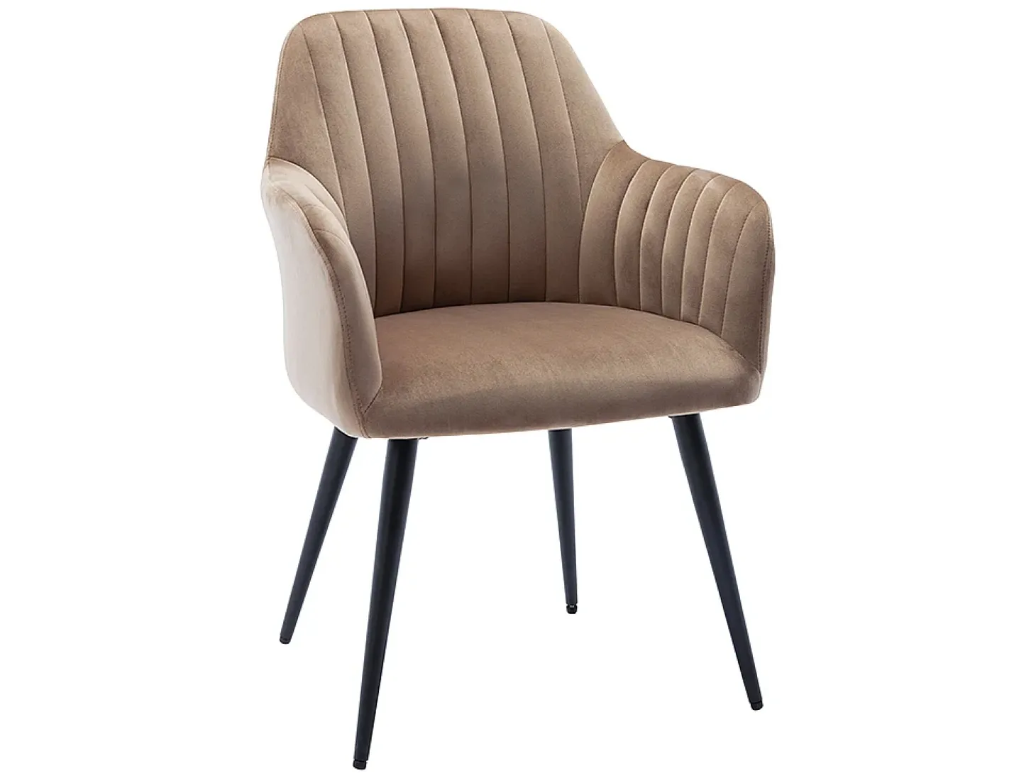 Conjunto de 6 sillas Con reposabrazos de terciopelo y metal negro - Beige - ELEANA