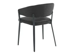 Conjunto de 2 sillas con reposabrazos de tela y metal - Negro - AVRELA