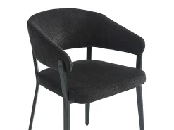 Conjunto de 2 sillas con reposabrazos de tela y metal - Negro - AVRELA
